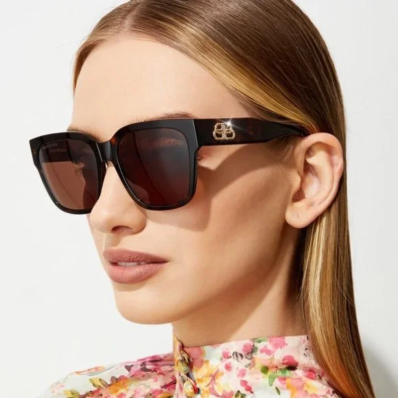 NEW BALENCIAGA BB0056S 002 WOMEN’S SUNGLASSES BALENCIAGA BB 0056S BROWN - Picture 2 of 11